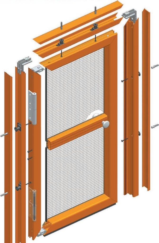 Partes de una mosquitera de puerta abatible