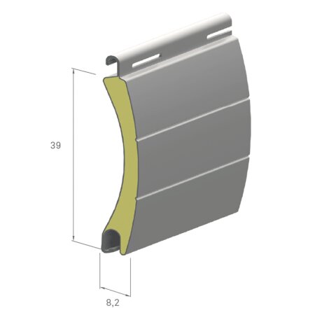 lama persiana aluminio térmico 39mm curva