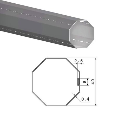 eje octogonal metálico para persiana de 40mm a medida