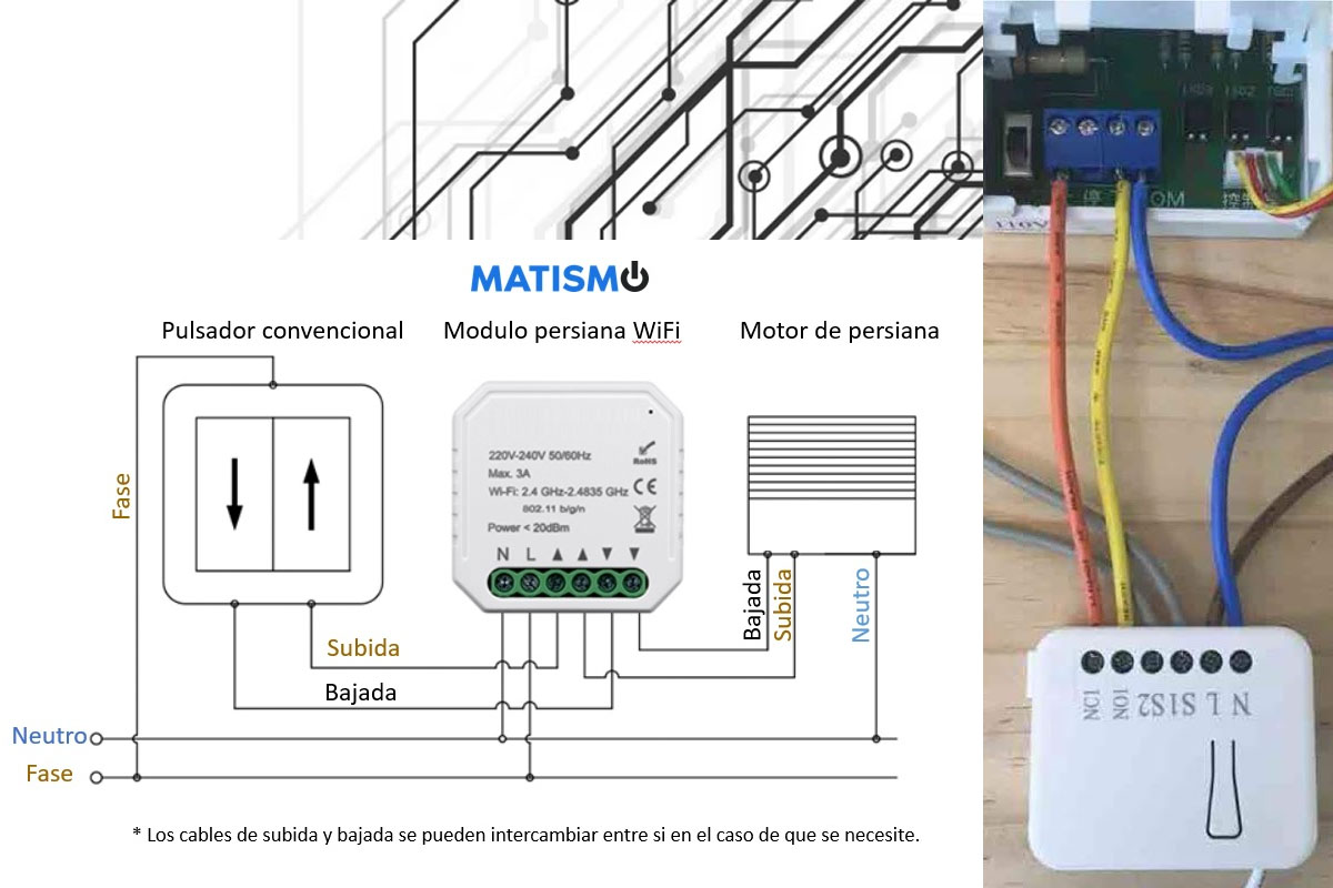 esquema de conexión de una persiana eléctrica