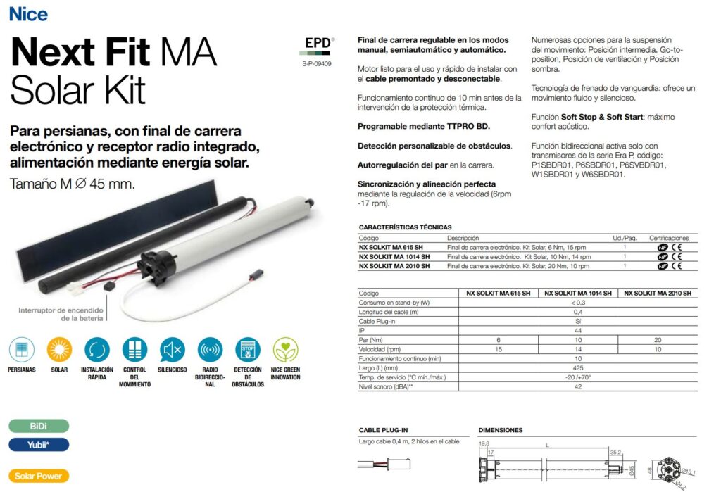 motor para persiana nice kit next solar ma